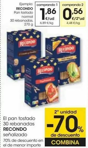 Eroski Recondo pan tostado normal oferta