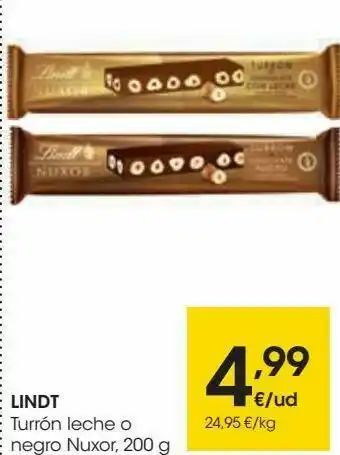 Eroski Lindt turrón leche o negro nuxor oferta