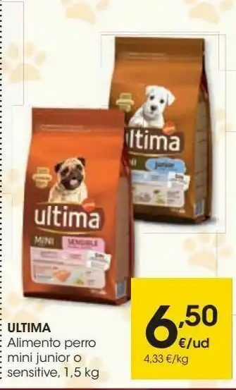 Eroski Ultima alimento perro mini junior o sensitive oferta