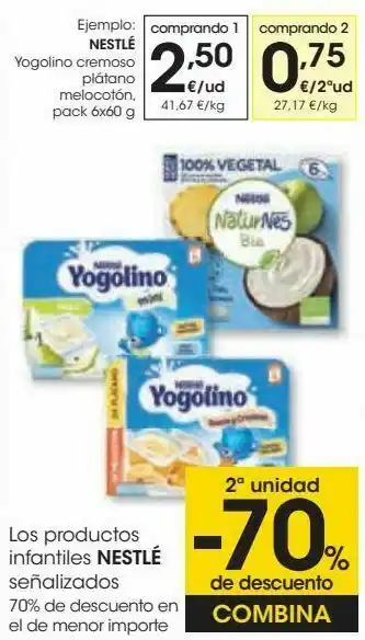 Eroski Nestlé yogolino cremoso plátano melocotón oferta
