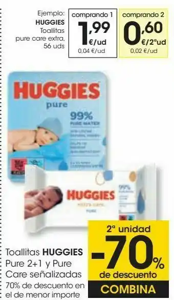 Eroski Huggies toallitas pure care extra oferta