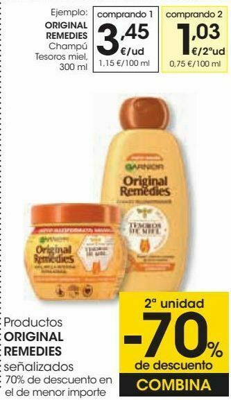 Eroski Original remedies champú tesoros miel oferta