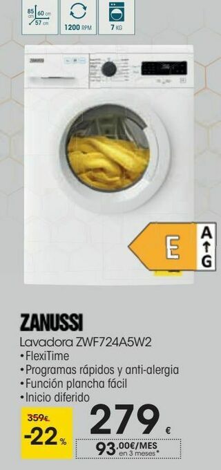 Eroski Zanussi lavadora zwf724a5w2 oferta