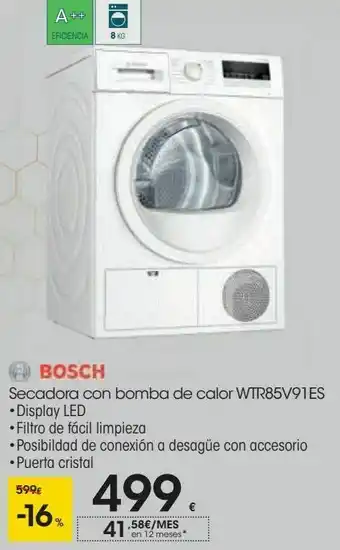 Eroski Bosch secador con bomba de calor wtr85v91es oferta