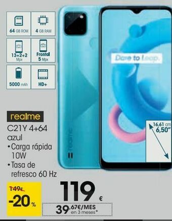 Eroski Realme c21y 4-64 azul oferta