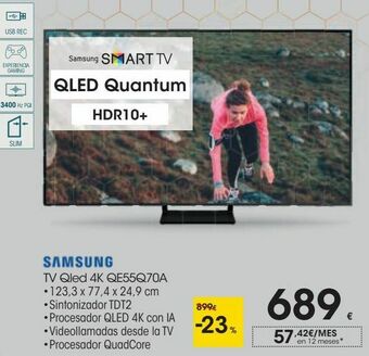 Eroski Samsung tv qled 4k qe55q70a oferta