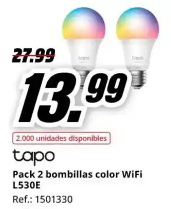 MediaMarkt TAPO Pack 2 bombillas color WiFi L530E oferta