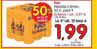Alimerka Kas Naranja o limón 33cl pack 9 oferta