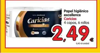 Alimerka Caricias Papel higiénico excellence 4 capas, 6 rollos oferta