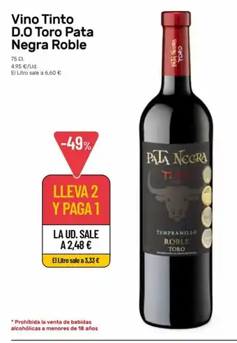 AhorraMas Vino Tinto D.O Toro Pata NEgra Roble 75cl oferta