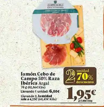 Gadis 2a Unidad 70% Descuento Jamón Cebo De Campo 50% Raza Ibérica Argal oferta