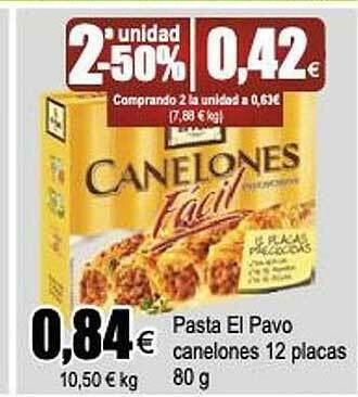 FROIZ Pasta El Pavo Canelones 12 Placas 80g oferta