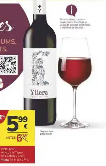Consum Vino Tinto Vino De La Tierra De Castilla Y León Yllera oferta