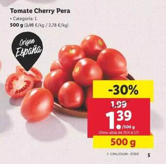 Lidl Tomate Cherry Pera 500g oferta