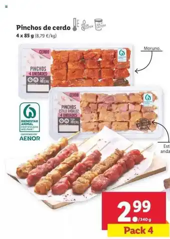 Lidl Pinchos de cerdo 4 x 85g oferta