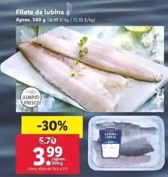 Lidl Filete de lubina, Aprox. 300g oferta