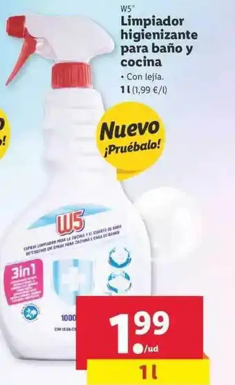 Lidl W5 Limpiador higienizante para baño y cocina 1L oferta