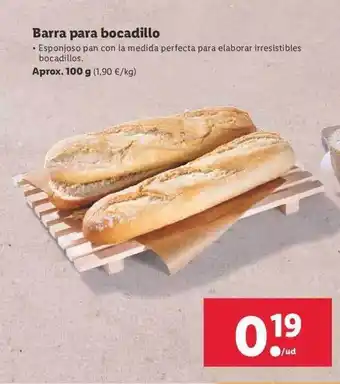 Lidl Barra para bocadillo Aprox. 100g oferta