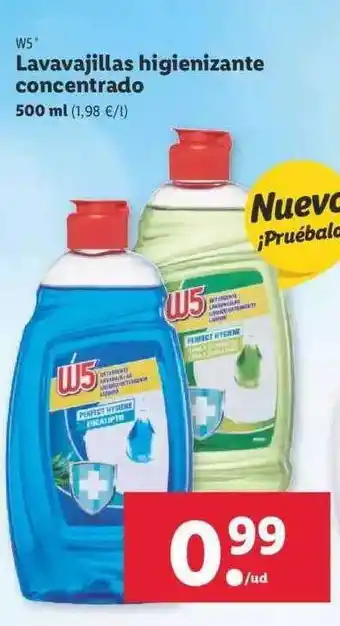 Lidl W5 Lavavajillas higienizante concentrado 500ml oferta
