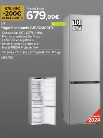 Costco LG Frigorífico Combi GBV5240CPY oferta