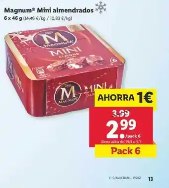 Lidl Magnum Mini almendrados 6 x 46g oferta