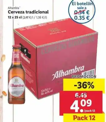 Lidl Alhambra Cerveza tradicional 12 x 25cl oferta