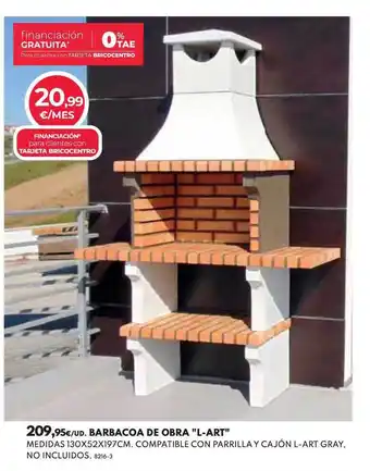 BricoCentro "L-Art" Barbacoa De Obra 130x52x197cm oferta