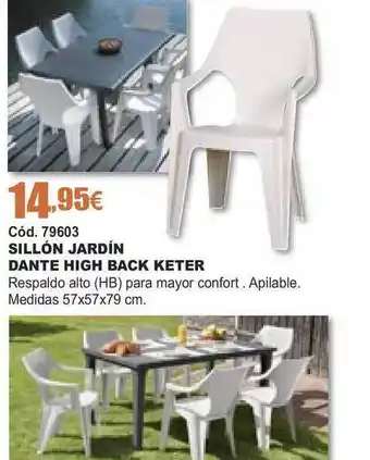 Ferrcash Sillón Jardín Dante Hight Back Keter oferta