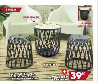GiFi Mesa Auxiliar Y 2 Taburettes oferta