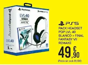 Carrefour PS5 Pack Headset PDP LVL 40 Blanco + Final Fantasy VII Remake oferta