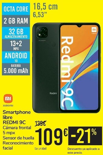 Carrefour Xiaomi Smartphone Libre Redmi 9C oferta