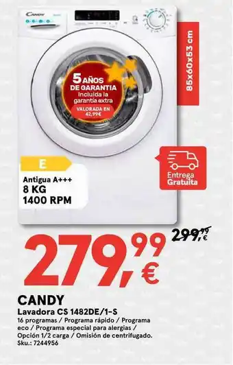 Worten Candy Lavadora CS 1482DE-1-S oferta