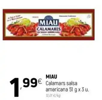 Coviran Miau Calamars Salsa Americana 51 g x 3 u. oferta