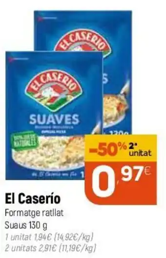 Coviran El Caserío Formatge Ratllat Suaus 130 g oferta