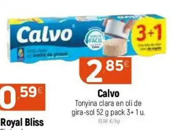 Coviran Calvo Tonyina Clara en Oli de Gira-Sol 52 g pack 3+1 u. oferta