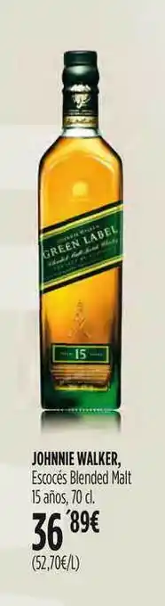 Hipercor Johnnie Walker Escocés Blended Malt 15 Años, 70cl oferta
