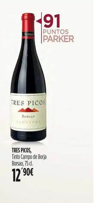 Hipercor Tres Picos Tinto Campo De Borja Borsao 75cl oferta