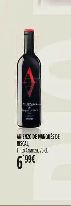 Hipercor Arienzo De Marqués De Riscal Tinto Crianza 75cl oferta