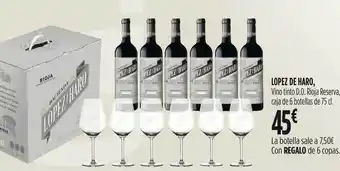 Hipercor Lopez De Haro Vino Tinto D.o. Rioja Reserva 75cl oferta