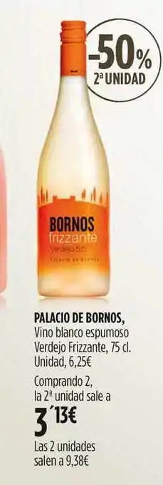 Hipercor Palacio De Bornos, Vino blanco espumoso Verdejo Frizzante, 75cl oferta