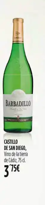 Hipercor Castillo De San Diego Vino De La Tierra De Cádiz, 75cl oferta