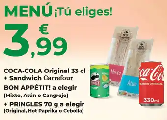 Carrefour Express Eliges - original 33 cl + sandwich carrefour bon appetit! a elegir oferta