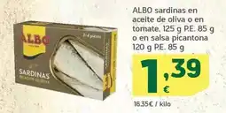 HiperDino Albo - sardinas en aceite de oliva o en tomate oferta