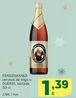 HiperDino Franziskaner - cerveza de trigo o dunkel tostada oferta