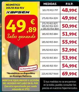 Alcampo Alcampo - neumático 205/55 r16 91v oferta