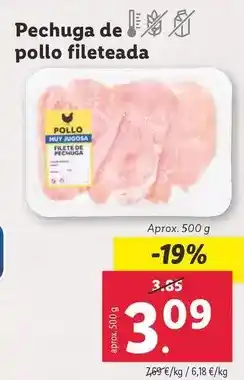 Lidl Pechuga de pollo fileteada oferta