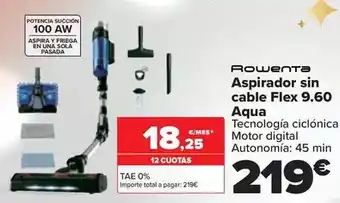 Carrefour Rowenta - aspirador sin cable flex 9.60 aqua oferta