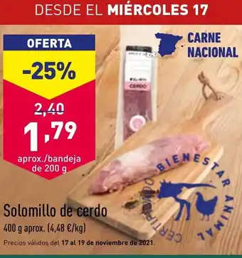 ALDI Solomillo de Cerdo 400 g Aprox. oferta