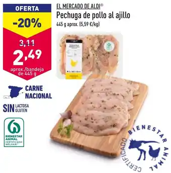 ALDI El Mercado De Aldi Pechuga de Pollo Al Ajillo 445 g. oferta