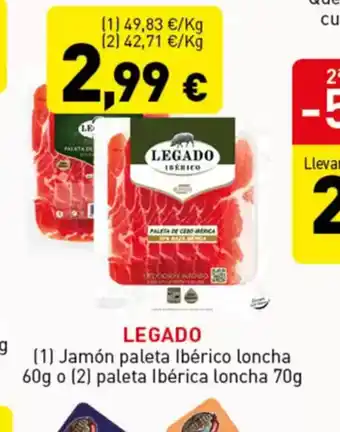 Hiperber LEGADO Jamón paleta Ibérico loncha oferta